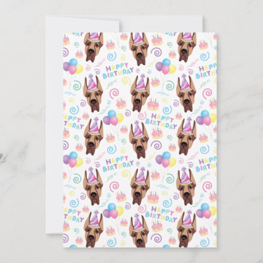 Great Dane Birthday Invitation in White 招待状 (裏面)