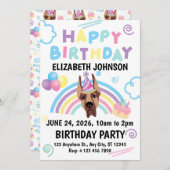 Great Dane Birthday Party Invitation White 招待状 (正面/裏面)