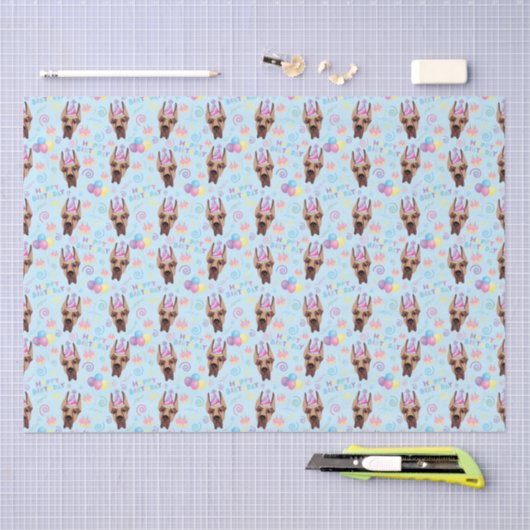 Great Dane Birthday Tissue Paper in Blue 薄葉紙 (クラフト)