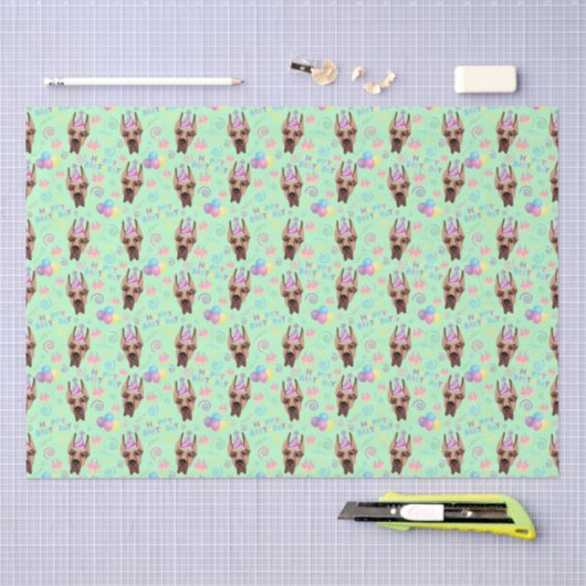 Great Dane Birthday Tissue Paper in Green 薄葉紙 (クラフト)