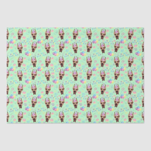 Great Dane Birthday Tissue Paper in Green 薄葉紙 (正面)