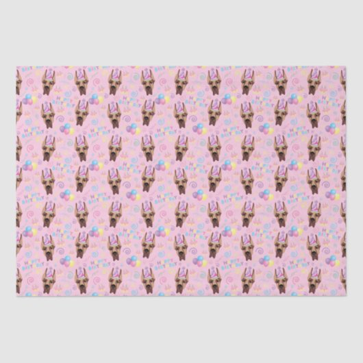 Great Dane Birthday Tissue Paper in Pink 薄葉紙 (正面)