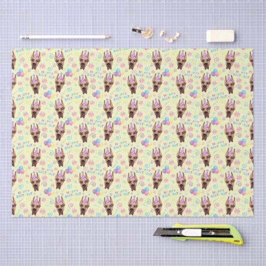 Great Dane Birthday Tissue Paper in Yellow 薄葉紙 (クラフト)