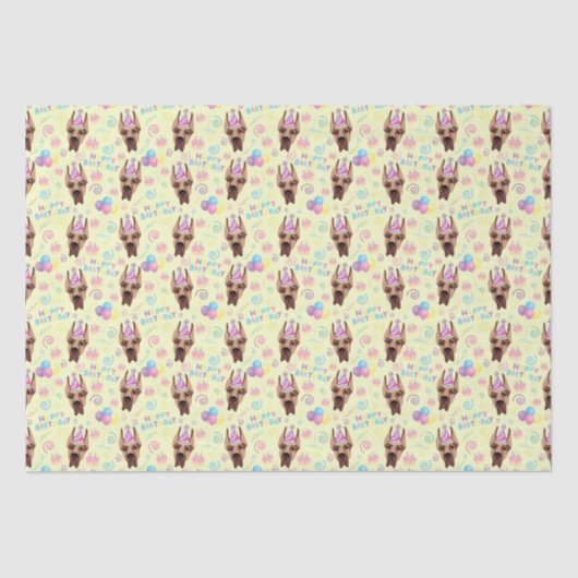 Great Dane Birthday Tissue Paper in Yellow 薄葉紙 (正面)