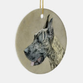 Great Dane (Brindle) Painting - Original Dog Art セラミックオーナメント (右)