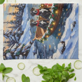 Great Dane Christmas Boat Holiday キッチンタオル (折り畳み)