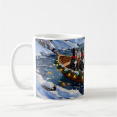 Great Dane Christmas Boat Holiday コーヒーマグカップ (左)