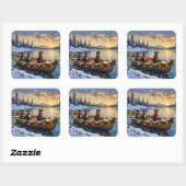 Great Dane Christmas Boat Holiday スクエアシール (シート)