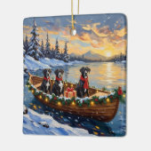 Great Dane Christmas Boat Holiday セラミックオーナメント (左)