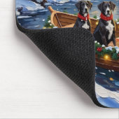 Great Dane Christmas Boat Holiday マウスパッド (コーナー)