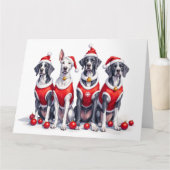 Great Dane Christmas Dress Santa Hat カード (正面)