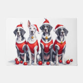 Great Dane Christmas Dress Santa Hat ドアマット (正面)