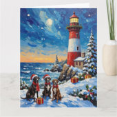 Great Dane Christmas Lighthouse Holiday カード (正面)