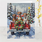 Great Dane Christmas Red Truck Holiday カード (黄色い花)