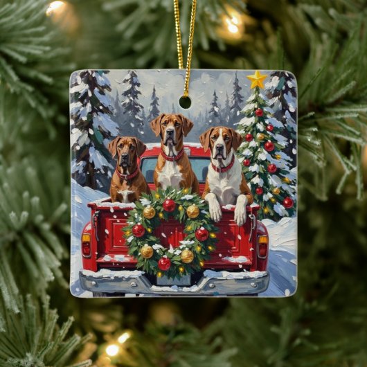 Great Dane Christmas Red Truck Holiday セラミックオーナメント (ツリー)