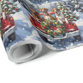 Great Dane Christmas Red Truck Holiday ラッピングペーパー (ロールコーナー)