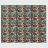 Great Dane Christmas Santa Bag Adventure ラッピングペーパー (フラット)