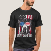 Great-Dane Dad Father Day American Flag Dog 4th o Tシャツ (正面)