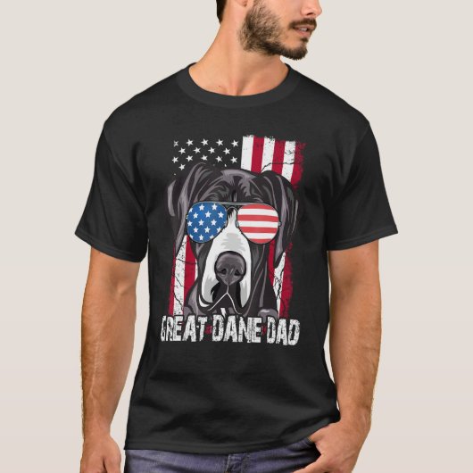 Great-Dane Dad Father Day American Flag Dog 4th o Tシャツ (正面)
