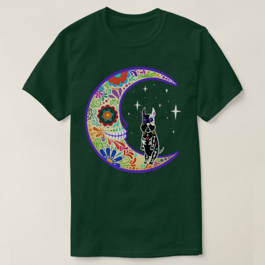 Great dane Dia de Los Muertos Skeleton Tシャツ (デザイン正面)