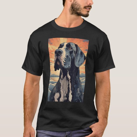Great Dane Dog Aesthetic Japanese Ukiyo e 1 Tシャツ (正面)