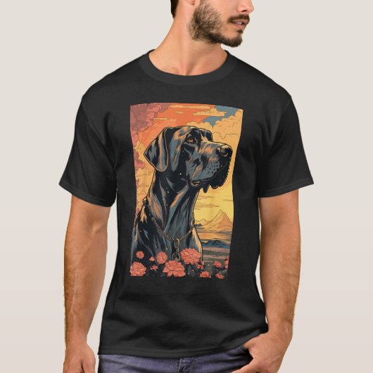 Great Dane Dog Aesthetic Japanese Ukiyo e 3 Tシャツ (正面)