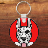 Great Dane Dog Face Design – Cute Pet Artwork キーホルダー (正面)