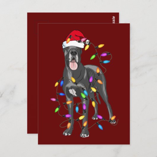 Great Dane Dog Light Decor Christmas Dog Lovers ポストカード (正面/裏面)