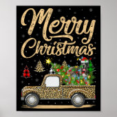 Great Dane Dog On Christmas Tree Leopard Truck Xma ポスター (正面)