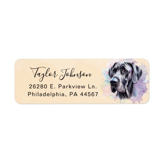 Great Dane Dog Return Address Label ラベル (正面)