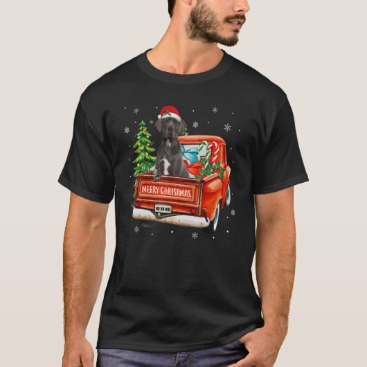 Great Dane Dog Ride Red Truck Christmas Dog  Pajam Tシャツ (正面)