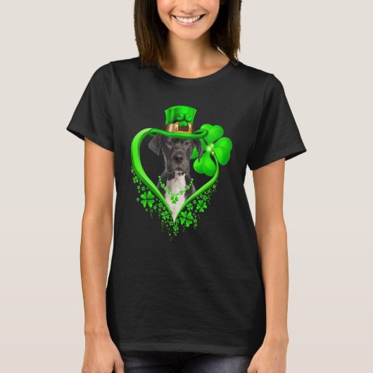 Great Dane Dog St Patricks Day Lover Irish Shamroc Tシャツ (正面)