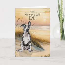 Great Dane Dog Sunset Beach Father's Day シーズンカード
