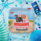 Great Dane Dog Valentine's Day Truck ペーパープレート (パーティー)