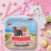 Great Dane Dog Valentine's Day Truck ペーパープレート (パーティー)