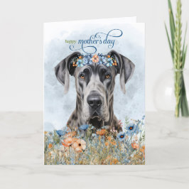 Great Dane Dog Wildflowers Mother's Day シーズンカード