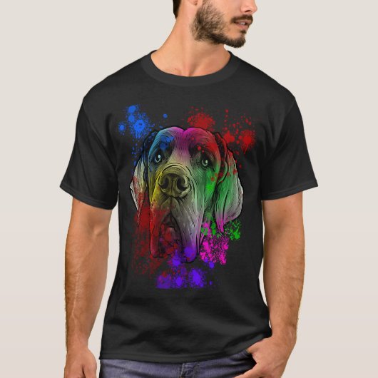 Great Dane Dog with Splash Art Tシャツ (正面)