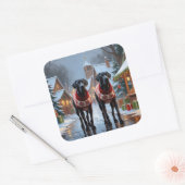 Great Dane Dogs Christmas Snow Holiday スクエアシール (封筒)