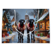 Great Dane Dogs Christmas Snow Holiday ラージペーパーバッグ (正面)