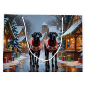 Great Dane Dogs Christmas Snow Holiday ラージペーパーバッグ (裏面)
