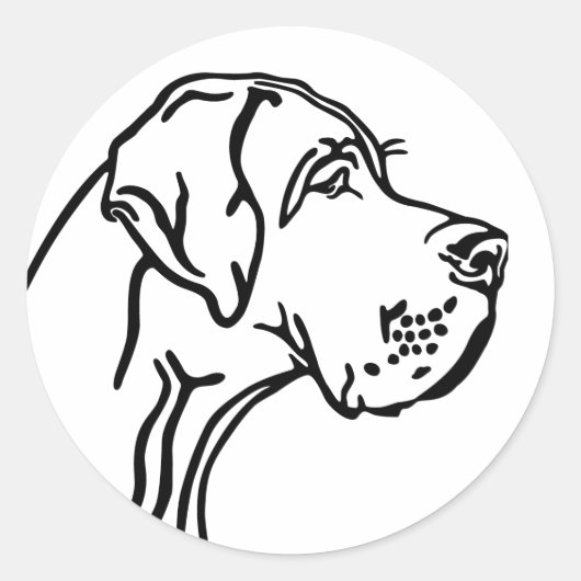 Great Dane drawing ラウンドシール (正面)