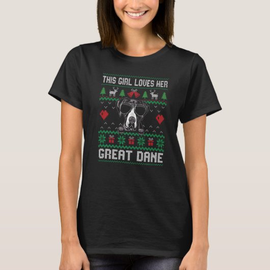 Great Dane Girl Cool Ugly Christmas for Dog Mom Pr Tシャツ (正面)