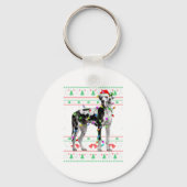 Great Dane Harlequin Dog Christmas Ugly Sweater Li キーホルダー (正面)