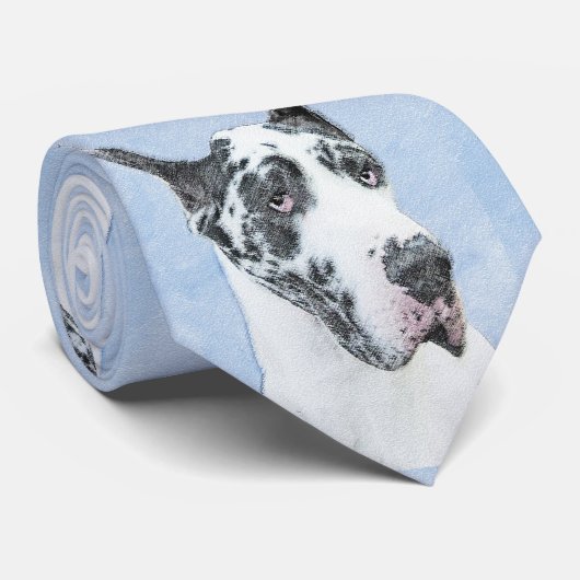 Great Dane (Harlequin) Painting - Original Dog Art ネクタイ (ロール)