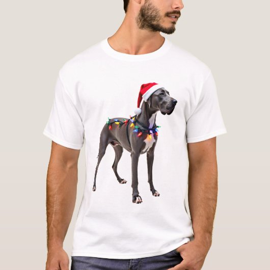 Great Dane Holiday Christmas Light  (3) Tシャツ (正面)