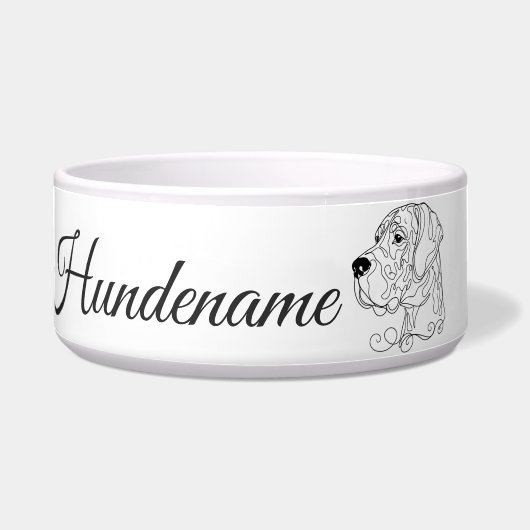 Great Dane Minimalist Line Art personalized bowl ボウル (正面)