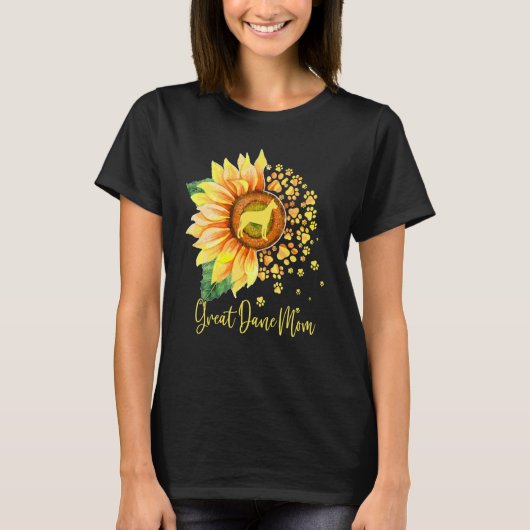Great Dane Mom Sunflower Dog Paw Mother s Day 2023 Tシャツ (正面)