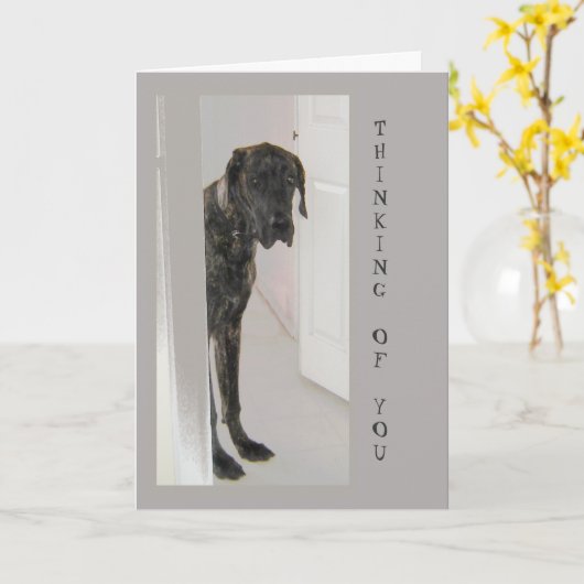 Great Dane Pet Dog Mous 考え's You カード (黄色い花)