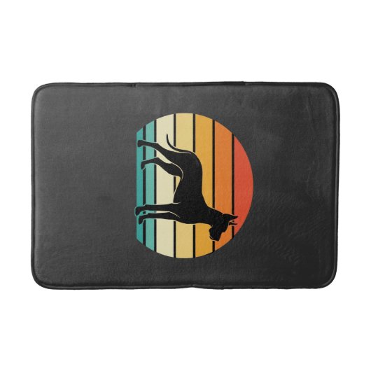 Great Dane Retro Sunset Dog Silhouette バスマット (正面)