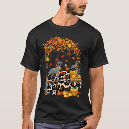 Great Dane Riding Leopard Truck Pumpkin Thanksgivi Tシャツ (正面)